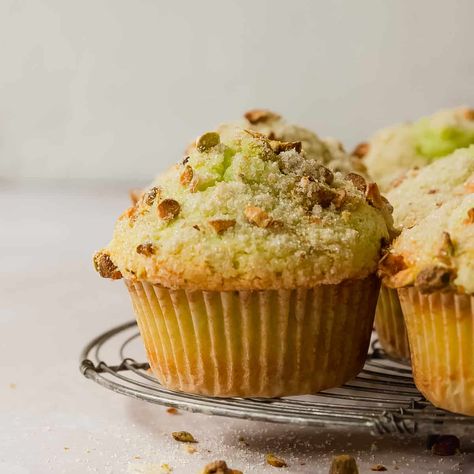 Pistachio Muffins Recipe, Almond Flour Chocolate Cake, Pistachio Muffins, Banana Coffee Cakes, Almond Flour Cakes, Apple Fritter Bread, Lemon Pie Filling, Bakery Style Muffins, Banana Coffee