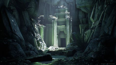 ArtStation - [UE4] Lost Temple Ruins, Jonas Axelsson Ancient Ruins Concept Art, Ruins Artwork, Ruins Background, Fantasy Ruins, Blood Of Zeus, Lost Temple, Powerful Goddess, Temple Ruins, Substance Designer