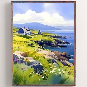 PaintingsDanArt - Etsy Ирландия Irish Seaside, Achill Island, Island Painting, Blumarine Dress, Landscape Painting Tutorial, Irish Landscape, 3 Piece Canvas Art, Nature Artwork, Paint And Sip