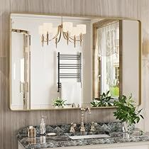 Rust Decor, Brushed Bronze Bathroom, Gold Bathroom Mirror, Glass Technology, Black Bathroom Mirror, White Bathroom Mirror, Corner Mirror, Black Vanity Bathroom, Mirror For Wall