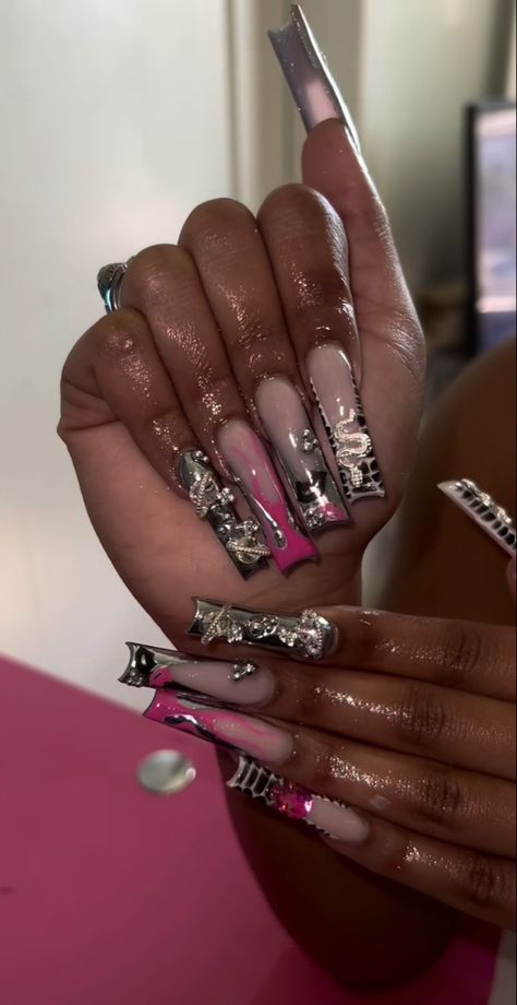 Long Acrylic Nail Designs, Colored Acrylic Nails, Dope Nail Designs, Exotic Nails, Long Acrylic Nails Coffin, Acrylic Nails Coffin Pink, Long Square Acrylic Nails, Unique Acrylic Nails, Acrylic Nails Coffin Short