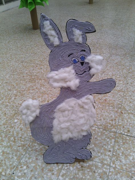 Rabbit out of cardboard and thread/zec od kartona i konca Barbie Birthday, Kids Rugs, Thread, Easter, Birthday, Home Decor, Home Décor