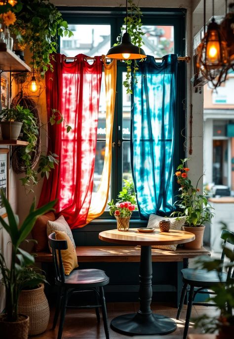 Boho Bedroom Curtain Ideas Tropical Curtains Living Room, Dip Dye Curtains, Eclectic Curtains, Bright Curtains, Dye Curtains, Tropical Curtains, Teal Rooms, Teal Curtains, Boho Bedrooms