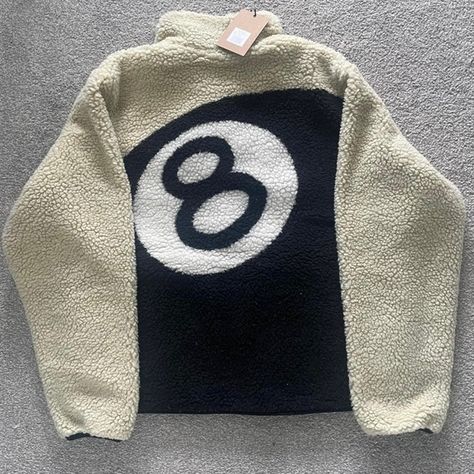 Stussy 8ball fleece 8 Ball Sweater, Stussy 8 Ball Fleece, 8 Ball Fleece, Stussy Fleece, Stussy 8ball, Blue Hair Aesthetic, Stussy Hoodie, Cute School Supplies, Fire Fits