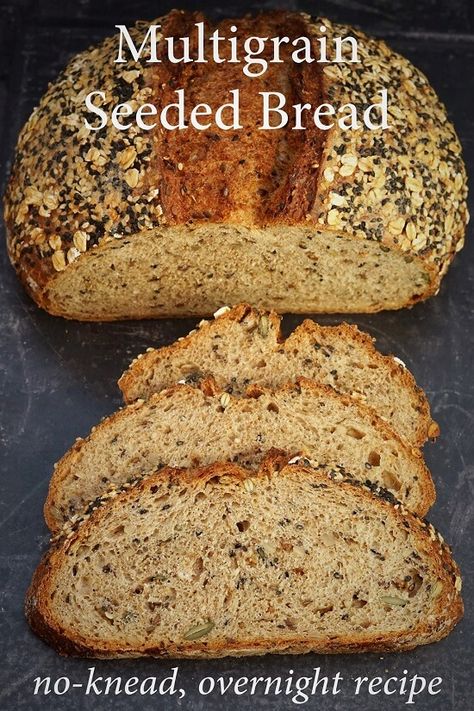 Light Rye Bread (no-knead, overnight recipe) | Moorlands Eater No Knead Multigrain Bread Recipe, Chilli Bread Recipe, Multigrain Bread Recipe, Seeded Bread, Seeded Bread Recipes, Italian Bread Recipes, Rye Bread Recipes, Multi Grain Bread, Overnight Recipes