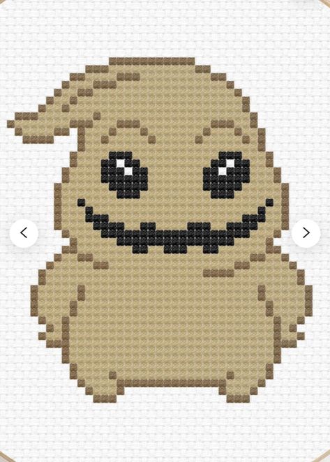 Oogie Boogie Cross Stitch Pattern, Jack Skellington Cross Stitch Pattern, Perler Nightmare Before Christmas, Oogie Boogie Perler Beads, Oogie Boogie Pixel Art, Pixel Art Nightmare Before Christmas, Nightmare Before Christmas Pixel Art, Disney Hama Beads Pattern, Scary Cross Stitch