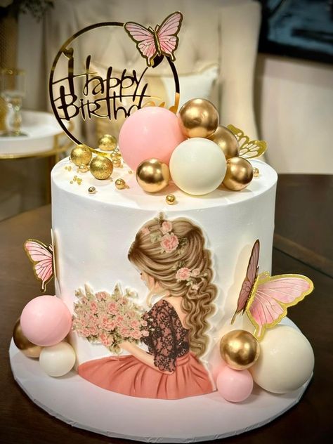 15th Birthday Cake Ideas, 10th Birthday Cakes For Girls, Latest Birthday Cake, Birthday Cake For Women Simple, Delish Cakes, Buttercream Cake Designs, Birthday Cake Decorating Ideas, Girly Cakes, Cake Decorating For Beginners