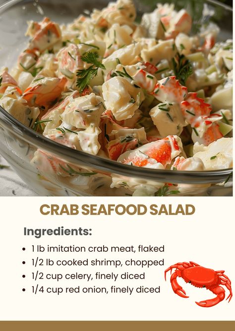 CRAB SEAFOOD SALAD Crab Seafood Salad, Seafood Ideas, Crab Salad Recipe, Sea Food Salad Recipes, Crab Meat Recipes, Food Salad, Thanksgiving 2024, Crab Salad, Seafood Salad