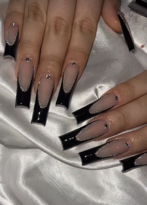 Red And Silver Nails Ideas, Red And Silver Nails, Euphoria Nails, Tapered Square Nails, Black Acrylic Nails, Style Nails, Girly Acrylic Nails, French Acrylic Nails, Coffin Shape Nails