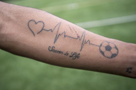 OUR GAME: Is soccer your lifestyle ... Stick Figure Tattoo, Soccer Tattoos, Football Tattoo, Sport Tattoos, Karma Tattoo, Parent Tattoos, Love Articles, Aries Tattoo, Omerta Tattoo