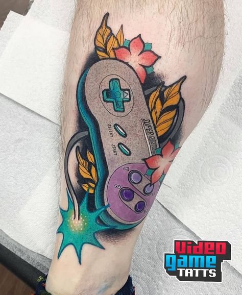 🎮 SNES pad tattoo by @lennoxtattoo Super Mario Tattoo, Snes Controller, Nintendo Tattoo, Mario Tattoo, 90’s Nostalgia, Inspired Tattoos, Gaming Tattoo, Super Nintendo, Geometric Tattoo