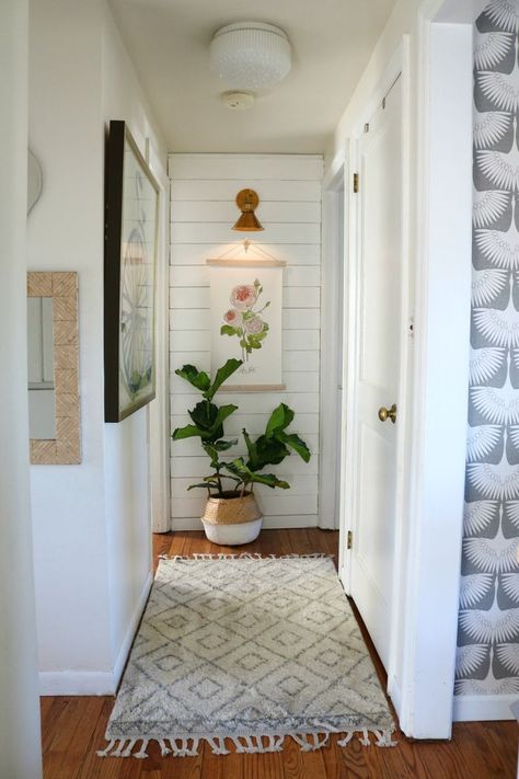 Fresh spring inspiration from Nesting with Grace! Spring Decor in our Front Room and Built-in Bookcases #springdecor #nestingwithgrace Magic Light Trick, End Of Hallway, Nesting With Grace, Deco Champetre, Magic Light, Upstairs Hallway, Hallway Design, Hallway Designs, Livingstone