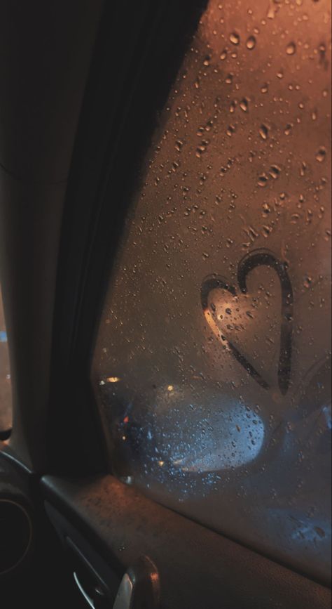 Heart On Car Window Rain, Raining Car Window Aesthetic, Rain In Car Aesthetic, Rain Drops On Car Window, Rain Car Window, Paris In The Rain Lauv, Rain In Car, Lofi Rain, Desert Rain Frog