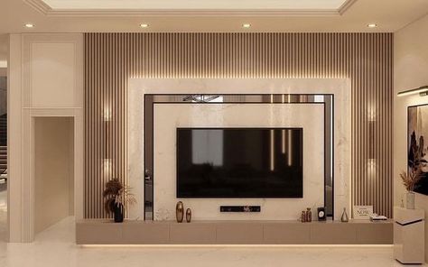 Tv Unit Design Modern For Long Wall, Tv Unit Design Luxury Tv Walls, Tv Backdrop Design Tv Walls, Classic Tv Wall Design, Room Tv Cabinet Design, Classic Tv Wall, Latest Tv Unit Designs, Living Room Tv Cabinet Designs, Tv Cabinet Design Modern