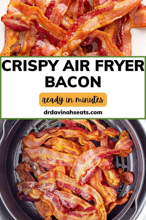 This crispy air fryer bacon only takes 12 minutes to make, and is cooked to perfection every single time. Bacon Airfryer, Bacon In Air Fryer, Crispy Bacon In Oven, Air Fryer Ninja Foodi, Bacon In The Air Fryer, Grilled Bacon Wrapped Asparagus, Healthy Bacon Recipes, Baked Bacon Wrapped Chicken, Air Fryer Ninja