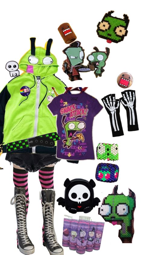 >:3 Scene Queen Outfit, Scene Kid Outfits, Gir Invader Zim, Scene Clothing, Silly Clothes, Scene Outfits, Scene Fashion, Scene Kids, Mia 3