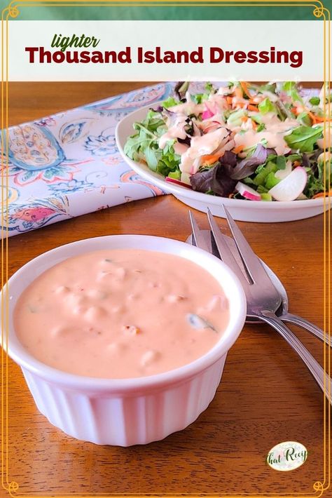 Low Fat Thousand Island Dressing Recipe, Salad Dressing Healthy, Low Fat Salad Dressing, Low Fat Salads, Homemade Thousand Island Dressing, Dressings Recipes, Homemade Salad Dressing Healthy, Dressing Healthy, Dips Recipes