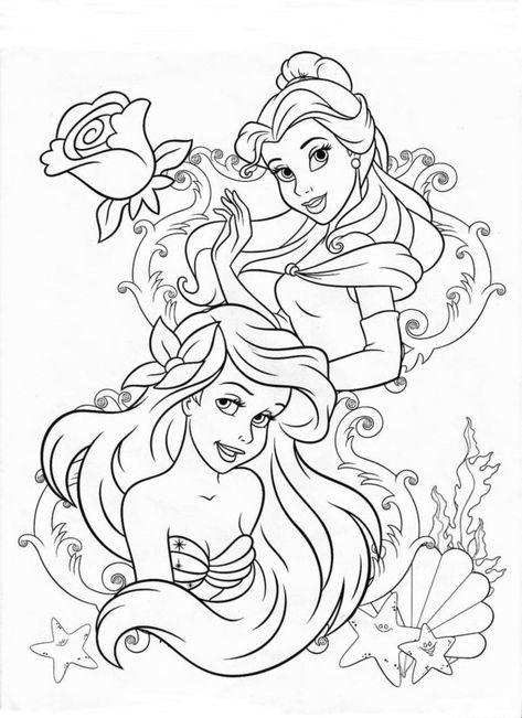 Disney Coloring Pages Printables, Princess Coloring Sheets, Disney Colouring Pages, Belle Coloring Pages, Ariel Color, Ariel Coloring Pages, Disney Coloring Sheets, Stitch Coloring Pages, Disney Princess Colors