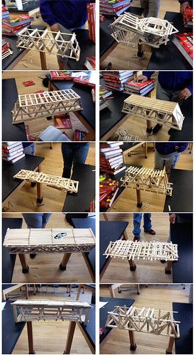 Popsicle Stick Bridges | Kari | Flickr Popsicle Bridge Projects, Stem Classroom Setup, Popsicle Bridge, Popsicle Stick Bridges, Atelier Ideas, Bridge Project, Popsicle Stick Crafts House, Ing Civil, Engineering Drawing