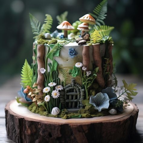 Enchanted Forest Theme Cake, Forest Cake Ideas, Forest Themed Cake, Nature Wedding Cake, Natural Birthday Cake, Wedding Cake Nature, Forest Theme Cakes, Woodland Cakes, Enchanted Forest Cake