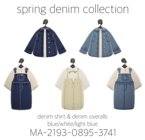 Acnh Clothes Design Id Blue, Animal Crossing Sweater Codes, Animal Crossing Blue Dress, Acnh Codes Pants, Animal Crossing Male Outfits, Overalls Animal Crossing, Animal Crossing Design Codes Clothes Male, Acnh Overalls, Acnh Raincoat