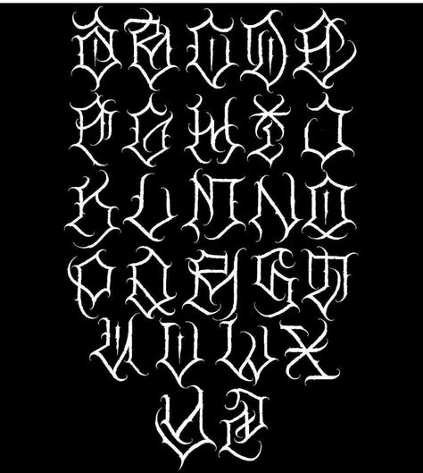 Dark Lettering Tattoo Fonts, Cholo Font, Script Lettering Tattoo, Old English Alphabet, Dark Lettering, Tattoo Lettering Alphabet, Tattoo Graffiti, Graffiti Lettering Alphabet, Graffiti Wildstyle