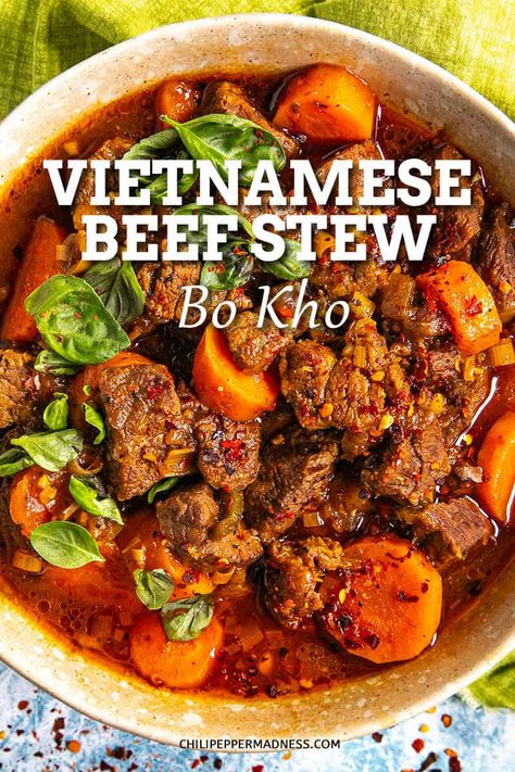 Thai Stew Recipes, Stewed Beef Recipes Crockpot, Vietnamese Beef Stew Instant Pot, Vietnamese Cuisine Recipes, Recipes With Beef Bouillon, Bo Kho Instant Pot Recipe, Asian Stew Meat Recipes, Asian Stew Recipes, Simple Vietnamese Recipes