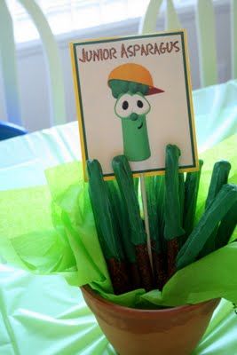 Junior Asparagus Veggie Tales Birthday Party, Veggie Tales Birthday, Veggie Tales Party, Boy Birthday Party Themes, Veggie Tales, 2nd Birthday Party, Music Birthday, Girl Birthday Party, 4th Birthday Parties