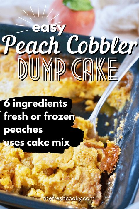 Cake Mix Peach Cobbler, Cobbler Dump Cake, Peach Cobbler Cake, Cake Mix Cobbler, Peach Cake Recipes, Peach Cobbler Dump Cake, Fresh Peach Cobbler, Easy Peach Cobbler, Peach Dump Cake