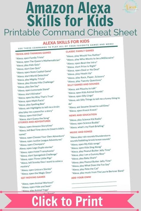 Funny Alexa Commands, Alexa Tricks, Alexa Commands, Amazon Alexa Skills, Skills For Kids, Thinking Games, Alexa Skills, Alexa Echo, Homeschool Organization