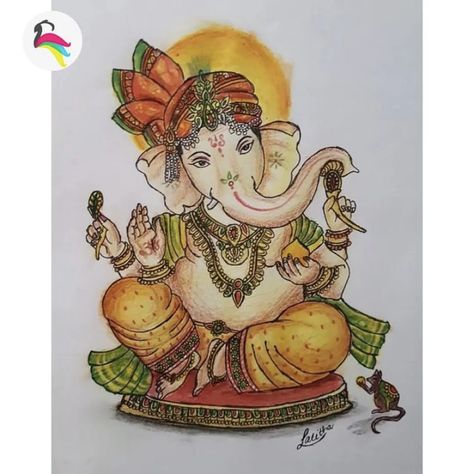 Ganesha Drawing, High Spirits, Ganesha Painting, Ganesha Art, Ganpati Bappa, Ganesh Chaturthi, Color Pencil Drawing, Pen Art, Drawing Artwork