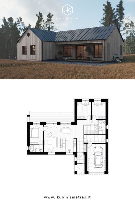 Scandinavian House Plans, Modern Scandinavian House, Bedroom Pole, Scandinavian Modern House, Scandinavian House, Small Barndominium, Barndominium Ideas Interiors, Modern Barn House, Barndominium Ideas Floor Plans