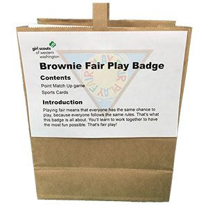 Brownie Fair Play Badge Kit! Badge Kits are perfect for any troop meeting! With enough supplies in each bag for 12 girls to earn the badge (that’s .83 cents per girl) your meeting is sure to be a success! (Badge not included). #68841815 | $9.95 Girl Scout Brownie Badges, Brownie Badges, Girl Scouts Brownies, Girl Scout Uniform, Brownie Scouts, Troop Beverly Hills, Badge Ideas, Brownie Girl Scout, Brownie Girl