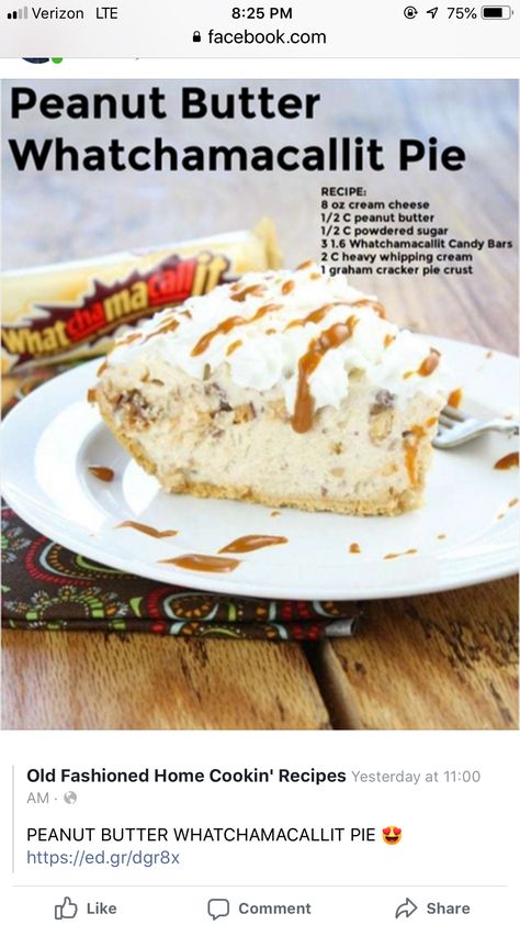 Whatchamacallit Pie, Dessert Pizzas, 5 Ingredient Desserts, Dessert Pies, Favorite Pie Recipes, Classic Peanut Butter Cookies, Peanut Butter Oreo, Pie Pie, Yummy Deserts