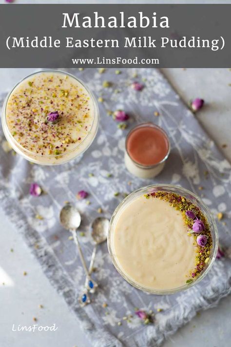 Mahalabia Recipe, Halal Desserts, Eid Dessert Recipes, Lebanese Desserts, Milk Pudding, Arabic Dessert, Middle Eastern Desserts, Milk Dessert, Turkish Desserts