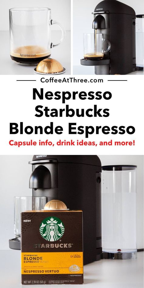 See why Starbucks Blonde Espresso is the most popular Starbucks pod, and get ideas on the best drinks you can make at home with this capsule! #starbucksblondeespresso #blondeespresso #coffeepods #nespresso #starbuckscoffee Nespresso Starbucks Recipes, At Home Espresso Drinks, Nespresso Starbucks, At Home Espresso, Blonde Espresso, Caffeinated Drinks, How To Brew Coffee, Coffee Recipes Hot, Homemade Starbucks