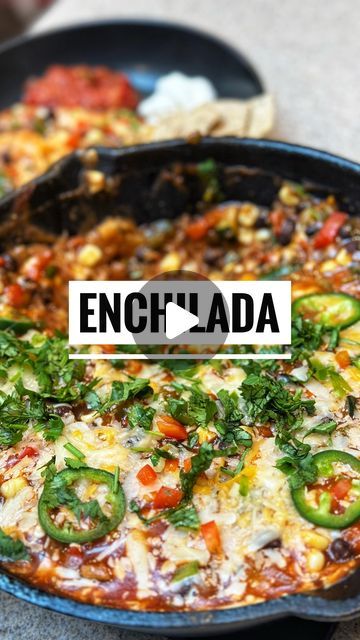 Laxmi Rawal on Instagram: "Enchiladas but not in a traditional way. I will call it deconstructed Enchilada 😄  There is no filling and rolling needed to make this deconstructed enchilada dish. Just layer all the ingredients in a skillet & coot it. 

For vegetable filling:- 

2 tablespoons oil 
1 red onion, chopped
4 cloves garlic, minced
1 zucchini chopped 
2 tablespoon Taco seasoning 
1 teaspoon salt
One 15-ounce can black beans, drained
1 cup corn ( I used frozen) 

For Beans:- 

1 can of refried beans or home made. I added water & taco seasoning in it & heat up on pan. 

One 15-ounce can red enchiladas sauce 

10 corn tortillas, cut into small pieces 

2 cups Mexican blend cheese

Step 1:- In a large skillet take oil. Once it’s hot, add garlic and onion. Sauté for a few minutes and then Enchilada Recipe With Corn Tortillas, Deconstructed Enchiladas, Enchilada Corn Tortilla, Chicken Enchilada Recipe Corn Tortillas, Breakfast Enchiladas Corn Tortillas, Enchiladas Corn Tortillas, Mexican Enchiladas, Canning Refried Beans, Vegetarian Enchiladas