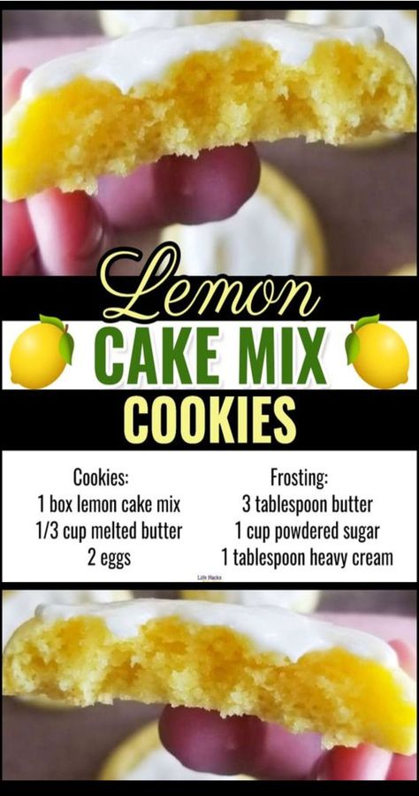 Easy Lemon Desserts, Cake Mix Chocolate Chip Cookies, Cook Desserts, Lemon Cake Mix Recipe, Lemon Desserts Easy, Easy Dessert Ideas, Cheap Desserts, Lemon Cake Mix Cookies, Box Lemon Cake