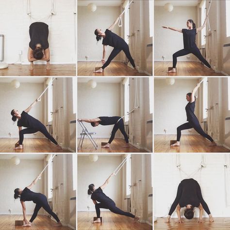 Iyengar Yoga Poses, Warm Up Yoga, Restorative Yoga Sequence, Yoga Rope, Standing Yoga Poses, Standing Yoga, Wall Yoga, Rope Wall, Yoga Wall