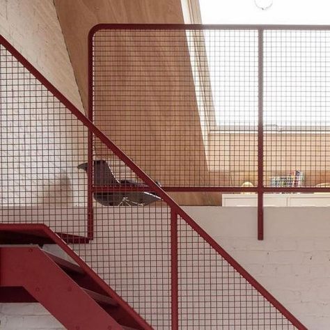 Perforated Metal Panel, Metal Railings, Architecture Magazines, Brussels Belgium, Railing Design, Architecture And Design, Stair Railing, Staircase Design, Stairs Design