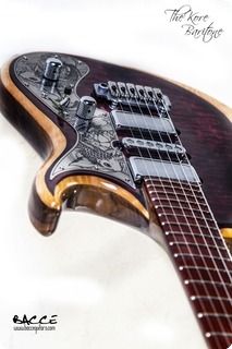 Guitar Tuners, Unique Guitars, Red Stain, Guitars For Sale, Demo Video, Custom Guitars, Guitar Body, Guitar Design, Black Stains