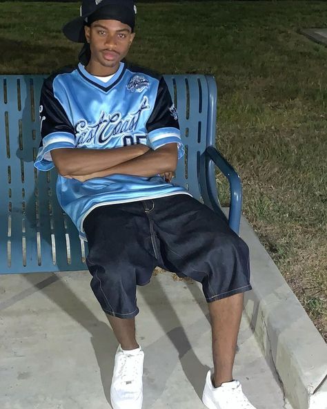 Hip Hop Jersey Outfit, Fubu Jersey Outfit, Fubu Clothing, Jorts Mens Outfits, Fubu Jersey, 2023 Picture, Mens 90s, 90s Hip Hop Fashion, Fits Inspo