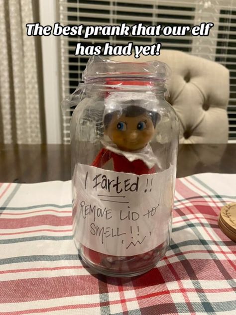 This Elf On The Shelf Fart In A Jar Idea Is Going Viral On TikTok Relatable Mom, Awesome Elf On The Shelf Ideas, Elf Activities, Elf Fun, Viral On Tiktok, Good Pranks, An Elf, My Boys, Peppermint Essential Oil