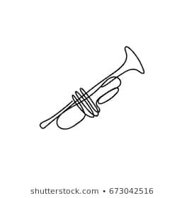 Simple Trumpet Tattoo, Fine Line Trumpet Tattoo, Trumpet Tattoo Design, Trumpet Tattoo, Treble Clef Tattoo, Music Doodle, Jazz Trumpet, Sunset Tattoos, Single Line Tattoo