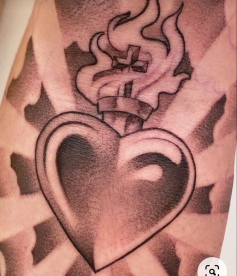 Sacred Heart Outline, Sacred Heart Tattoo, Catrina Tattoo, Sacred Heart Tattoos, Cherub Tattoo, Magic Runes, Tattoo Lettering Design, Chicano Style Tattoo, Men Tattoos Arm Sleeve