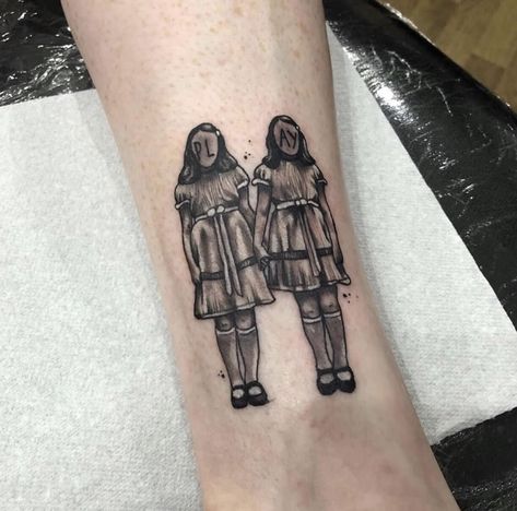 lowri-elizabeth-rogers-cardiff-tattoo-artist-2-little-girls Horror Themed Tattoos, Stephen King Tattoos, Coffin Tattoo, Horror Sleeve, Crying Heart, Eyeball Tattoo, Twin Tattoos, Autumn Tattoo, Semi Colon