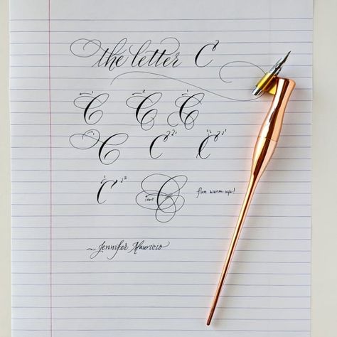 Calligraphy Letters Alphabet, Learn Hand Lettering, Calligraphy Lessons, Pointed Pen Calligraphy, The Letter C, Calligraphy Tutorial, Calligraphy Drawing, Cursive Alphabet, Copperplate Calligraphy