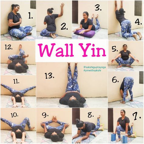 Sakshi Gupta on Instagram: “WALL YIN YOGA SEQUENCE (SWIPE FOR MODIFICATIONS)  I love using wall for support as well as to make things more intense. I forgot to add…” Morning Yoga Sequences, Standing Yoga Poses, Yin Yoga Class, Yoga Flow Sequence, Yin Yoga Sequence, Wall Yoga, Yin Yoga Poses, Ashtanga Vinyasa Yoga, Instagram Wall