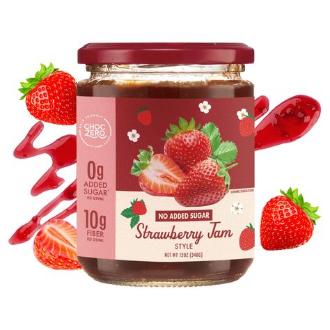 No Sugar Added, Low Carb, Keto Friendly, Fruit Spread Alternative, Perfect Jelly for Bread, Gluten Free, Naturally Sweetened with Monk Fruit (1 jar, 12 oz) Keto Strawberry Jam, Keto Friendly Fruit, Sugar Free Breakfast, Low Carb Bagels, Jam Label, Bread Gluten Free, Fruit Spread, Culinary Techniques, Strawberry Jelly