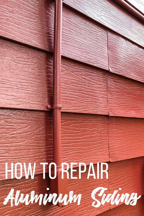 Fix holes in aluminum siding both large and small with this handy tutorial and video! I'll show you how to repair aluminum siding with leftover pieces, as well as patch small holes in aluminum siding with epoxy! #homeimprovement #homerepair Painting Aluminum Siding, Siding Repair, House Maintenance, House Repair, Patch Hole, Metal Siding, Aluminum Siding, Home Fix, House Siding